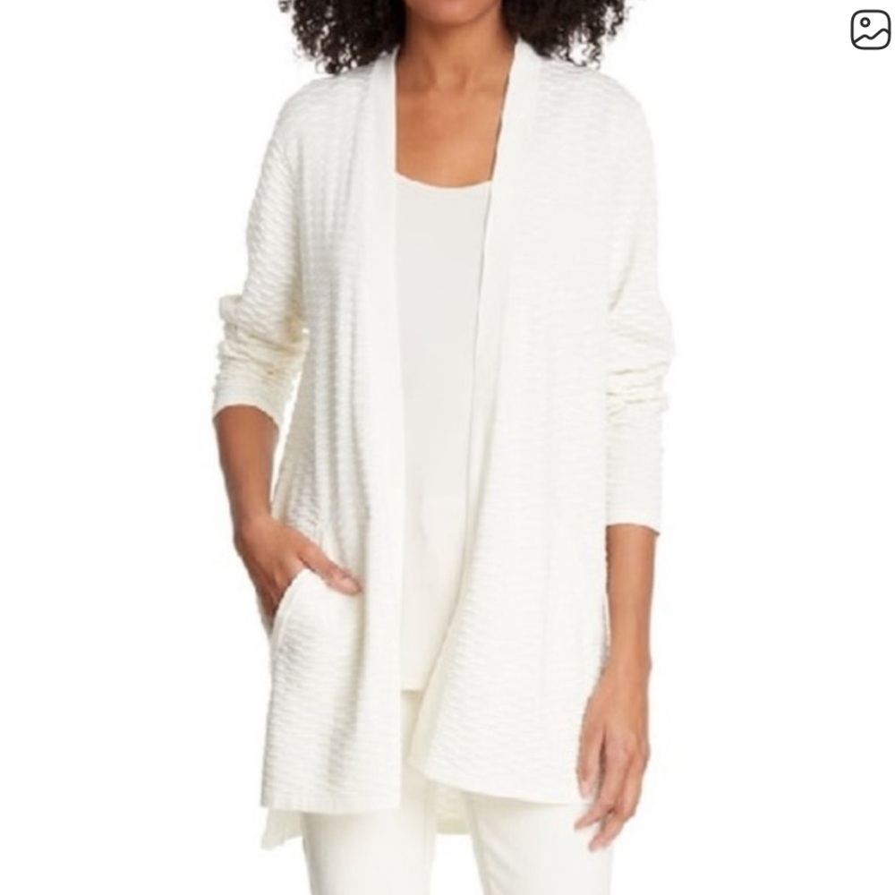 Eileen Fisher Cream Textured Cardigan Size Small